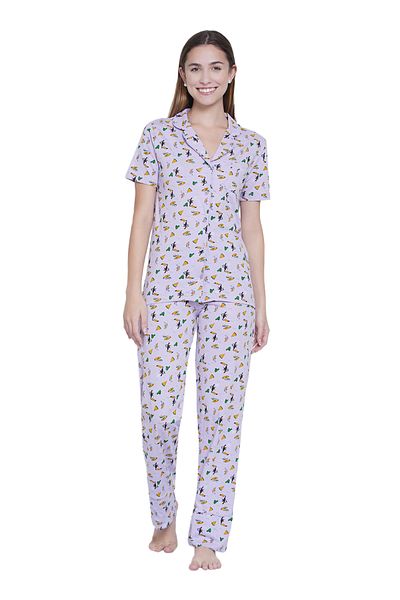 LAUREN SMITH Women's Pajama Set Half Sleeve Top with pants 2 Piece Sleepwear Cotton Ladies Soft Pjs Lounge Set
