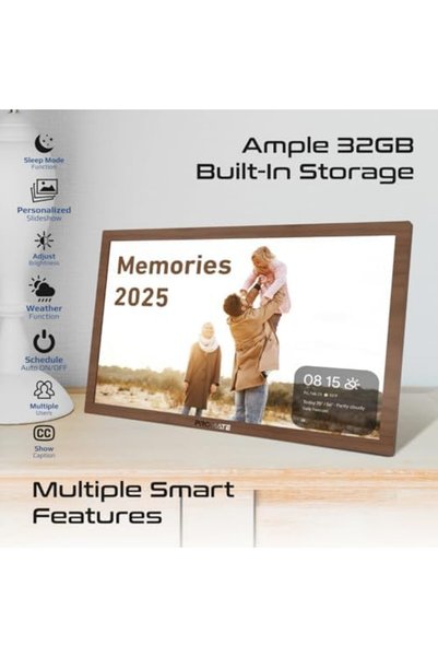Promate Full HD Digital Photo Frame with 15.6-Inch Touchscreen, 32GB Storage, Wireless App Control,