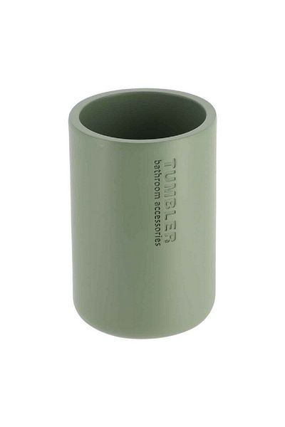 Tendance Round Shaped Durable Round Polyresin Bathroom Tumbler Khaki Green