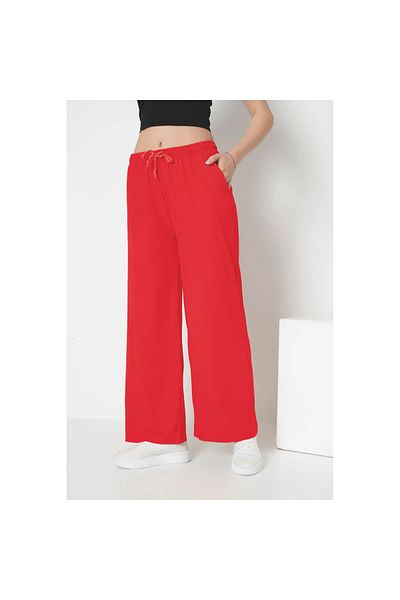 Intisimo Summer Pants, Breathable, Wide, With Pockets, Red - M