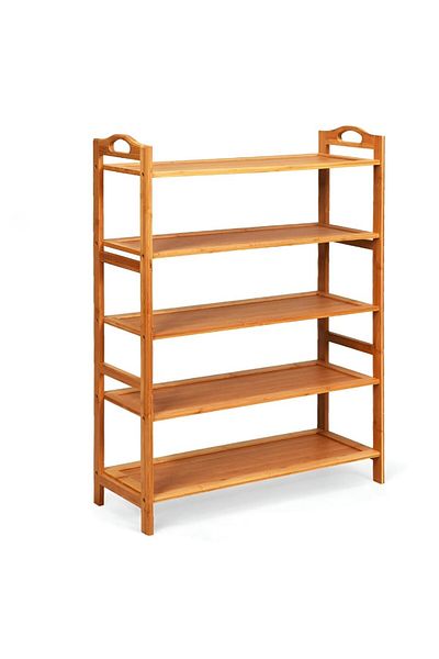 rexa 5-Tier Bamboo Shoe Rack – Wooden Shoe Cabinet with Rounded Handles *SIZE H64xL81xW22