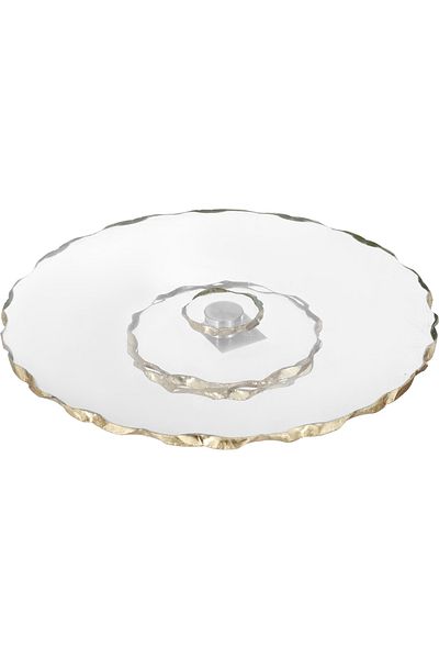 Alsaif Gallery Round Dessert Serving Stand - Alsaif Gallery, 33x33x4.5 cm, Rotating Base - Transparent