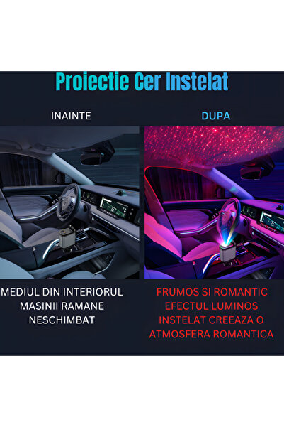 JUSTNET 4-in-1 Fast Car Charger 66W QC3.0 PD30W, USB-C USB-A, Retractable Cables, RGB Light, Compact 180°