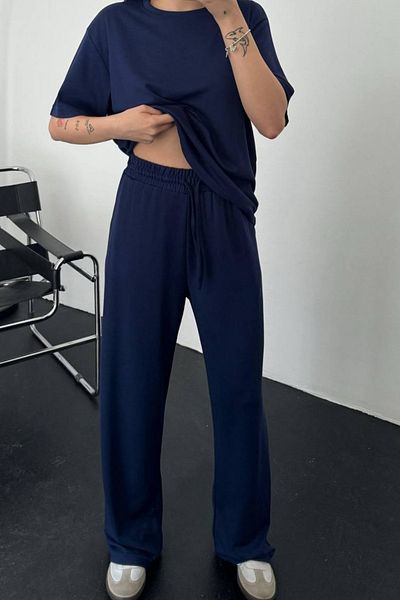 Mogi Butik Women's Modal Fabric Short Sleeve Tracksuit Set 3081