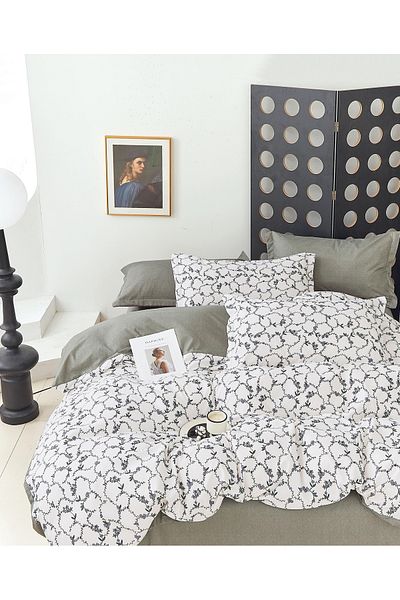 CHIRASO CHIRASO Linen, SUMMER Satin Cotton Fabric, Fitted Sheet 220x240 and Elastic 180x200, 4 Pillowcases