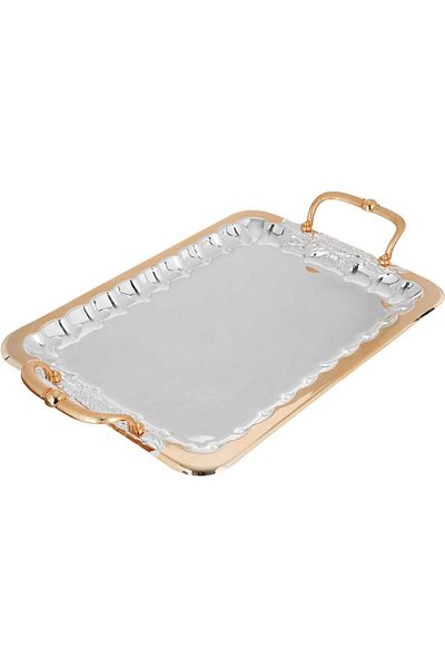 Alsaif Gallery Set of Trays with Golden Edges Alsaif Gallery, 3 Pieces, Rectangle - Silver