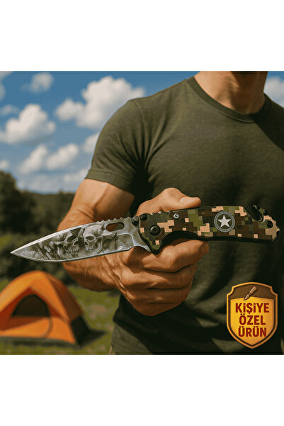 Tesbihane Askeriye Tasarım Saplı Kişiye Özel Isim Yazılı 9cr13mov Kalite Paslanmaz Çelik Avcı Ve Kamp Bıçağı