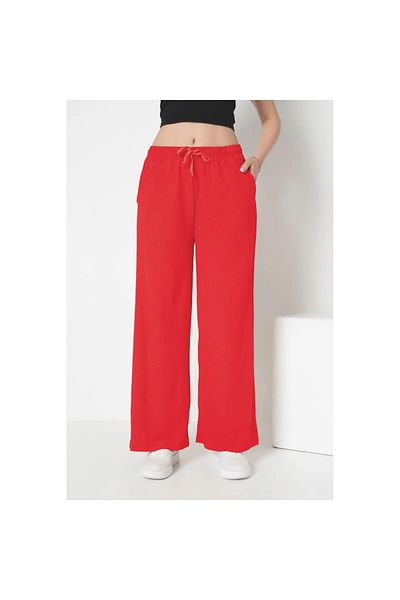 Intisimo Summer Pants, Breathable, Wide, With Pockets, Red - M