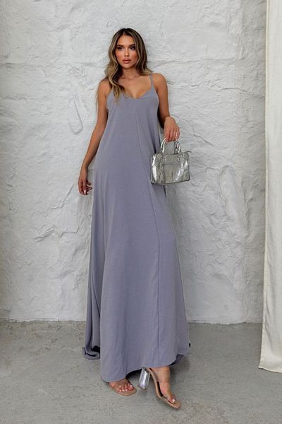 adba style Aerobin Fabric Adjustable Strap Long Women's Dress 3082