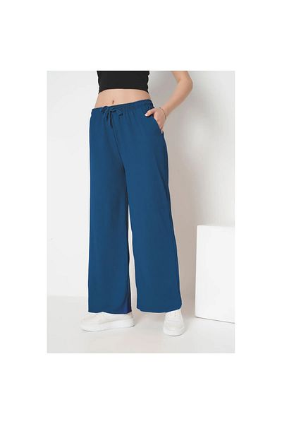 Intisimo Pantaloni de vară, respirabili, largi, cu buzunare, albaștri - M
