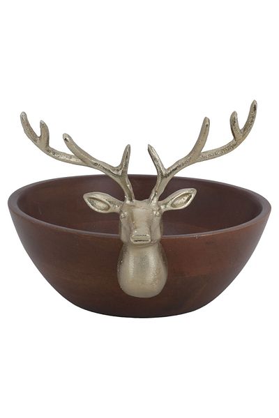 Alsaif Gallery Wooden Serving Bowl from Alsaif Gallery, 18x18x7 cm - Brown