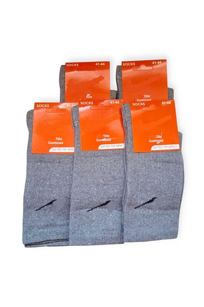 MultiButik 5 Pairs of Teak Patterned Flexible Men's Gray Cotton Tennis Socks