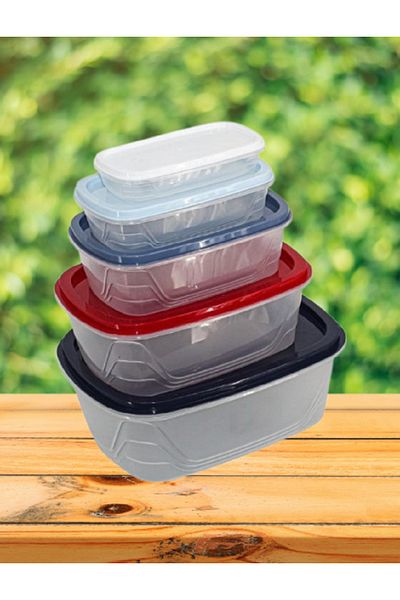 rexa 5-Piece Plastic Storage Box Set – Stackable & Durable