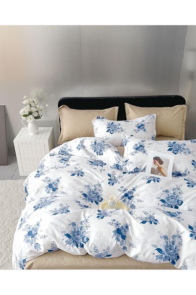 CHIRASO CHIRASO Linen, SUMMER Satin Cotton Fabric, Fitted Sheet 220x240 and Elastic 180x200, 4 Pillowcases