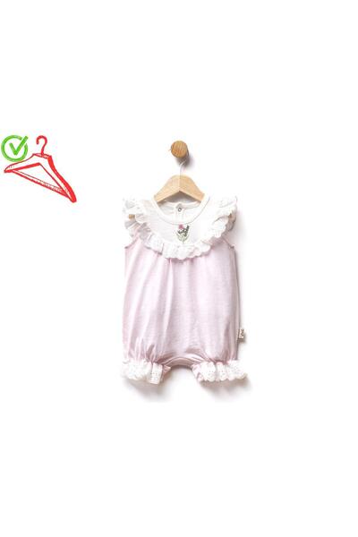 Novavella Çiçek Nakışlı Fistolu Kız Bebek Tulum Romper
