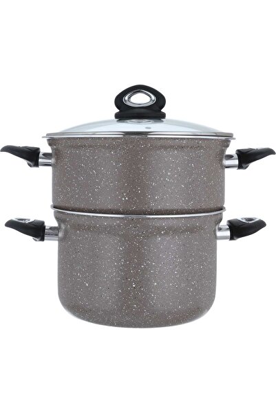 Alsaif Gallery Saif Gallery Granite Steamer, 26 cm, 2 pieces - Grey