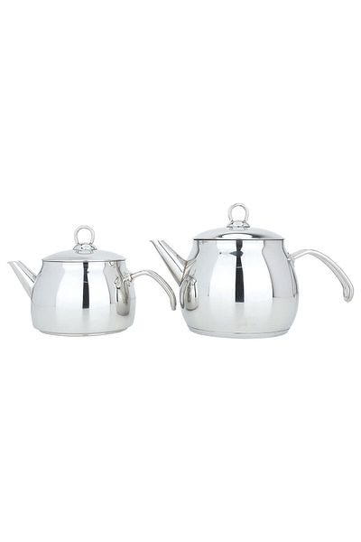Alsaif Gallery Steel Teapot Set Alsaif Gallery, Two Pieces - Silver
