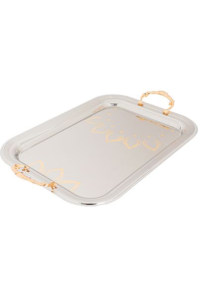 Alsaif Gallery Steel Serving Tray Set, Mandala Design, 3 Pieces - Silver