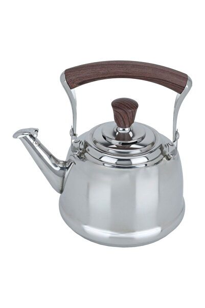 Alsaif Gallery Saif Gallery Steel Tea Kettle, Wooden Handle, 5 Liters - Silver