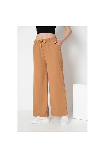 Intisimo Summer Pants, Breathable, Wide, With Pockets, Light Brown - L