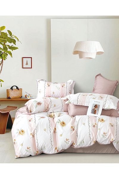 CHIRASO CHIRASO Linen, SUMMER Satin Cotton Fabric, Fitted Sheet 220x240 and Elastic 180x200, 4 Pillowcases