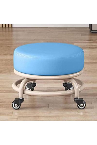 Generic Low rolling stool with wheels, 360° rotating stool, 360° swivel caster, PU leather rolling stool,