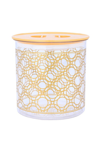 Generic Al Saif Gallery plastic container, 2 litres, round, embossed - transp...