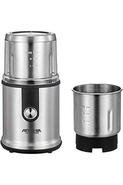 Arshia 400w Stainless Steel Coffee Grinder – 110g, Wet & Dry Jars, Safety Lock System
