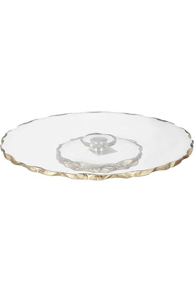 Alsaif Gallery Round Dessert Serving Stand - Alsaif Gallery, 33x33x4.5 cm, Rotating Base - Transparent