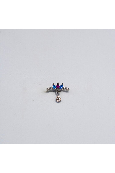 Piercing by Sever Renkli Ve Şeffaf Taş Sallantılı Model Çelik Piercing… Gümüş...