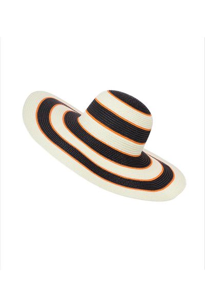 Intisimo Beach hat, Women, Circles, Black/Beige/Orange