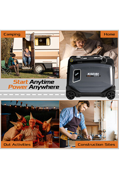 kseibi مولد عاكس يعمل بالبنزين، 3.8 كيلو وات، تشغيل كهربائي، منخفض الضوضاء وموفر للوقود.