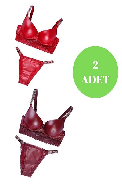 Star Murayskadın 2 Piece Leather Bra Set with Stones