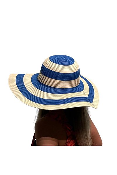 Intisimo Beach Hat, Women, Blue Circles, Beige