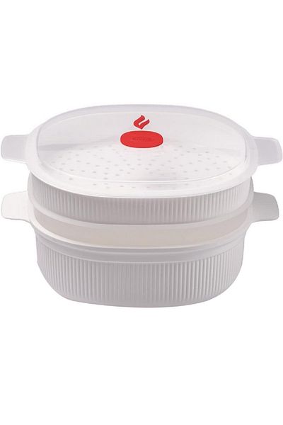 Snips BPA-Free Dishwasher Safe Dish Steamer for Microwave White 4 Liter