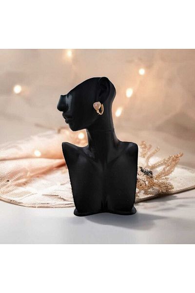 feyza collection Heart Figured Zircon Stone Vip Steel Earrings