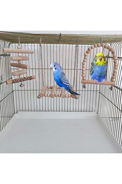 aliceshop Budgie Cage Accessories Set of 3 Bird Toy Bird Swing Bird Tunnel