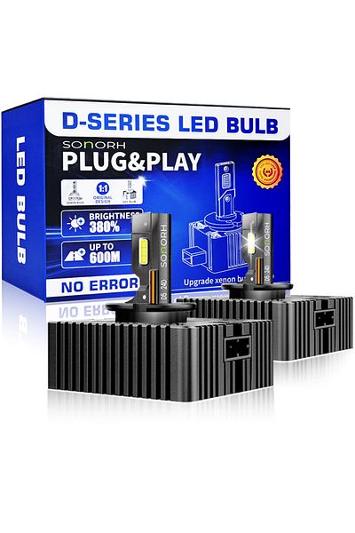 SONORH Xenon LED Bulbs D5S/D5R, 120W, 20000 Lumen, Canbus Plug&Play, 2 Pieces, Copper Fan and Cooling Rod