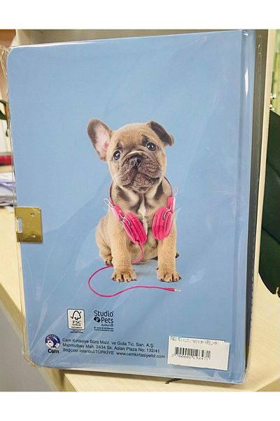 Dolphin Cem Studio Pets Locked Memory Book Hard Cover Dog Picture Blue Cover Pt-7789