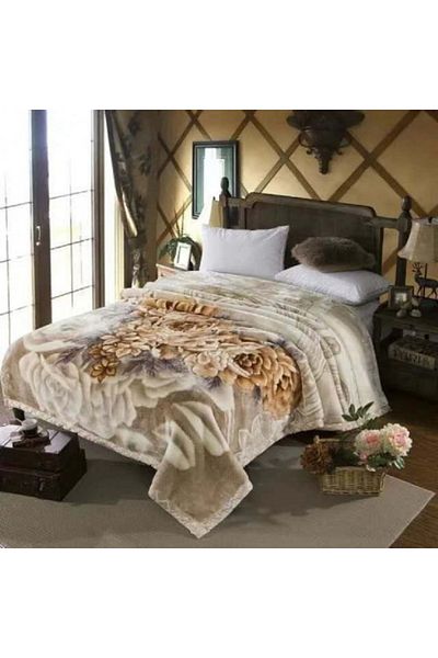 Sultan Cocolino double and fluffy blanket perfect for the cold season 200 x 230 cm, Cream-Multicolor, flowers