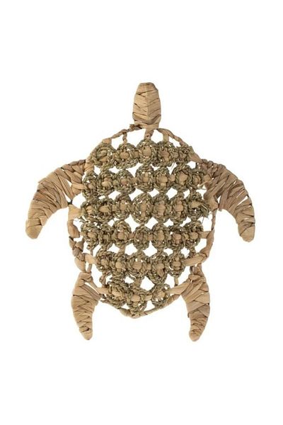 BREZIUM Decorațiune de perete în formă de broască țestoasă, model cu paie țesute, 41x42 cm