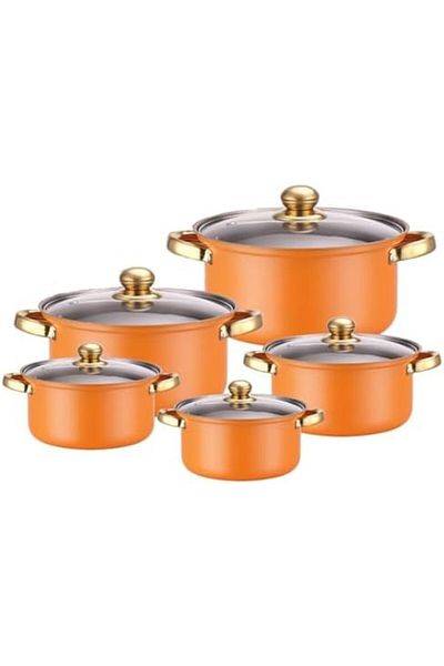 Generic TAME 5 PCS Stackable Pot Set, Stewpots with Lids (16/18/20/22/24 cm), Nesting Non Stick Pots, Premiu