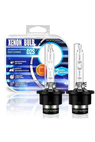 SONORH Set of 2 Xenon Bulbs D2S, 35W+35W, HID, 6000k, Plug&Play, +50%, for Car Headlights, SONORH®