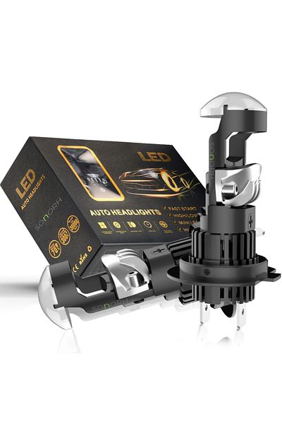SONORH Set Of 2 Led Bulbs H7 Lens With Magnifier, 120w, 6000k, 20000lm, Canbus Plug&play,