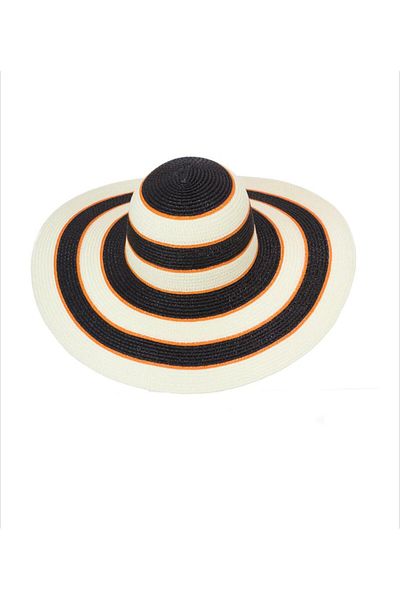 Intisimo Beach hat, Women, Circles, Black/Beige/Orange