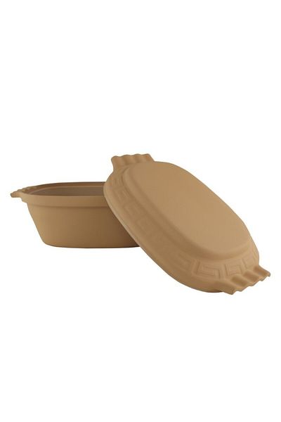 AzHome Clay pot, oval, with lid, Roman style, 6L, suitable for stuffed cabbage rolls, rice, stews