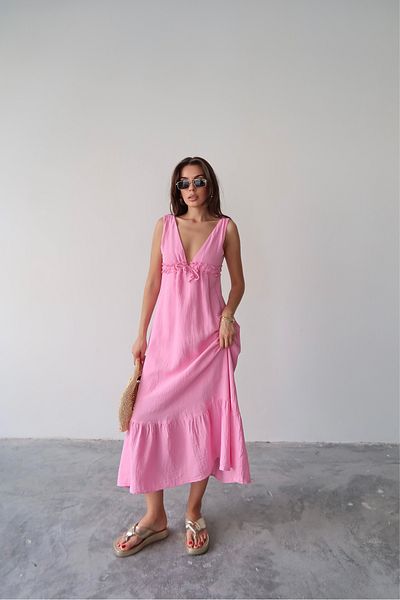 AÈC PRIVÈ Women's New Season Summer V-Neck Long Muslin Dress
