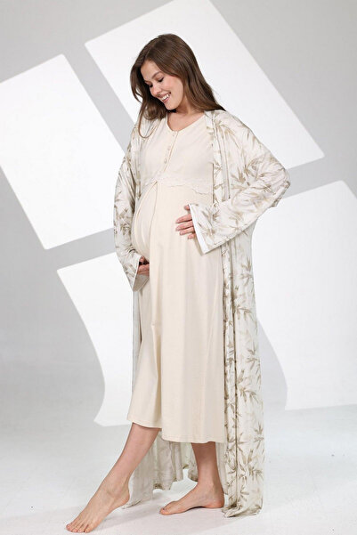 Reyhanlar Set de două cămăși de noapte cu mânecă scurtă pentru femei din bumb...