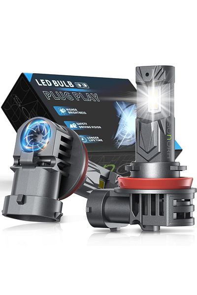 SONORH Set of 2 LED Bulbs H8/H9/H11, 120W, 6500K, 30000LM, Canbus Plug&Play, Copper Fan and Cooling Rod