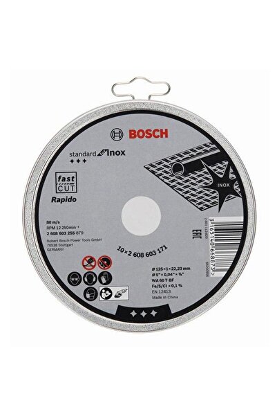 Bosch Set 10 discuri Bosch Standard for Inox 125 x 1 x 22.23 mm, pentru poliz...